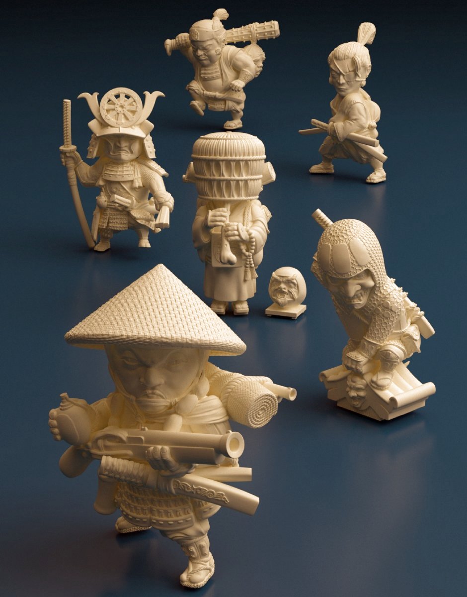 Chibi-Style Samurai 3D models - Dreameks
